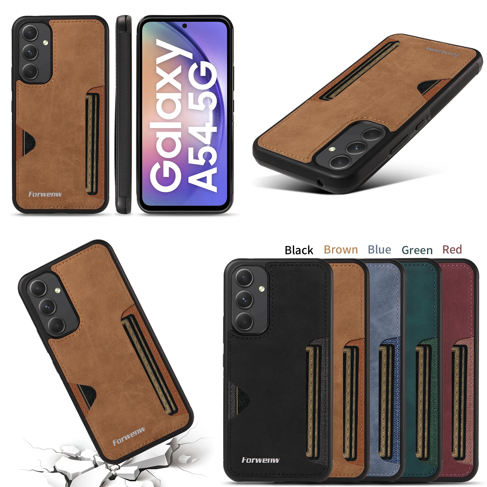 Retro-Leder-Handyhülle für Samsung Galaxy A55 A56 A17 A36 A16 A35 A25 A15 A73 A72 A71 A54 A51 Cover Luxus-Karten-Funda-Hüllen