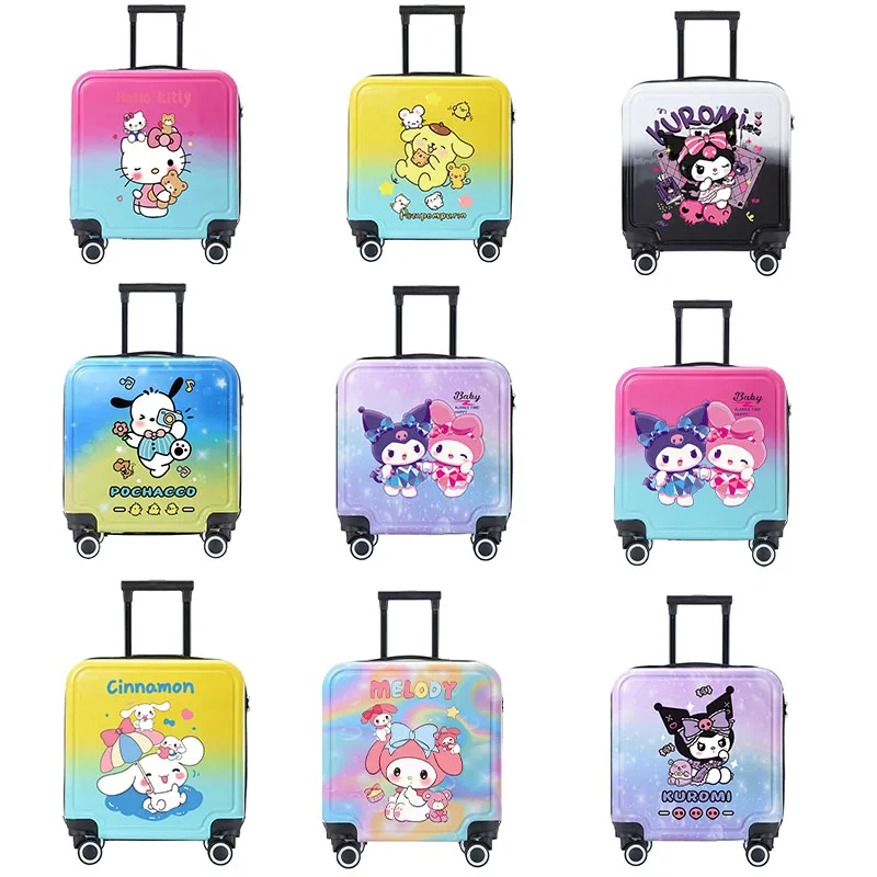

Sanrios Trolley Case Kittys Kuromi Child Carry-On Suitcase Cartoon Cinnamoroll Girls Travel Password Luggage Box Large Capacity
