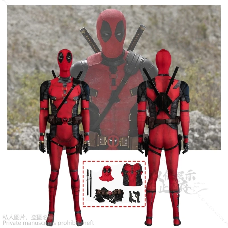 

Anime Movie Dead Hero Pool Costume Red Jumpsuit Sexy Suit Halloween Cosplay Costume Props Masks Party Supplies Halloween Gifts