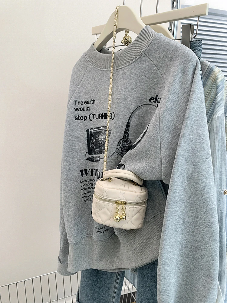 American Vintage Round Neck Sweatshirts Autumn New Women Fashion Loose Tops Casual Versatile Hoodies Coat