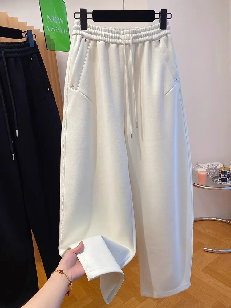 プラスサイズ 300 ポウ 韓国風 スレ イエロー カーブドナイフパンツ レディース 春秋 ルーズ カジュアル バナナ ロングパンツ