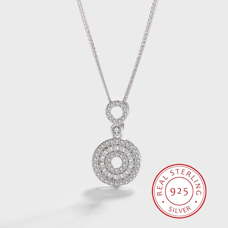 

Fashion Classic Authentic S925 Silver Ring Necklace Pendant Women's Temperament Versatile Clavicle Chain