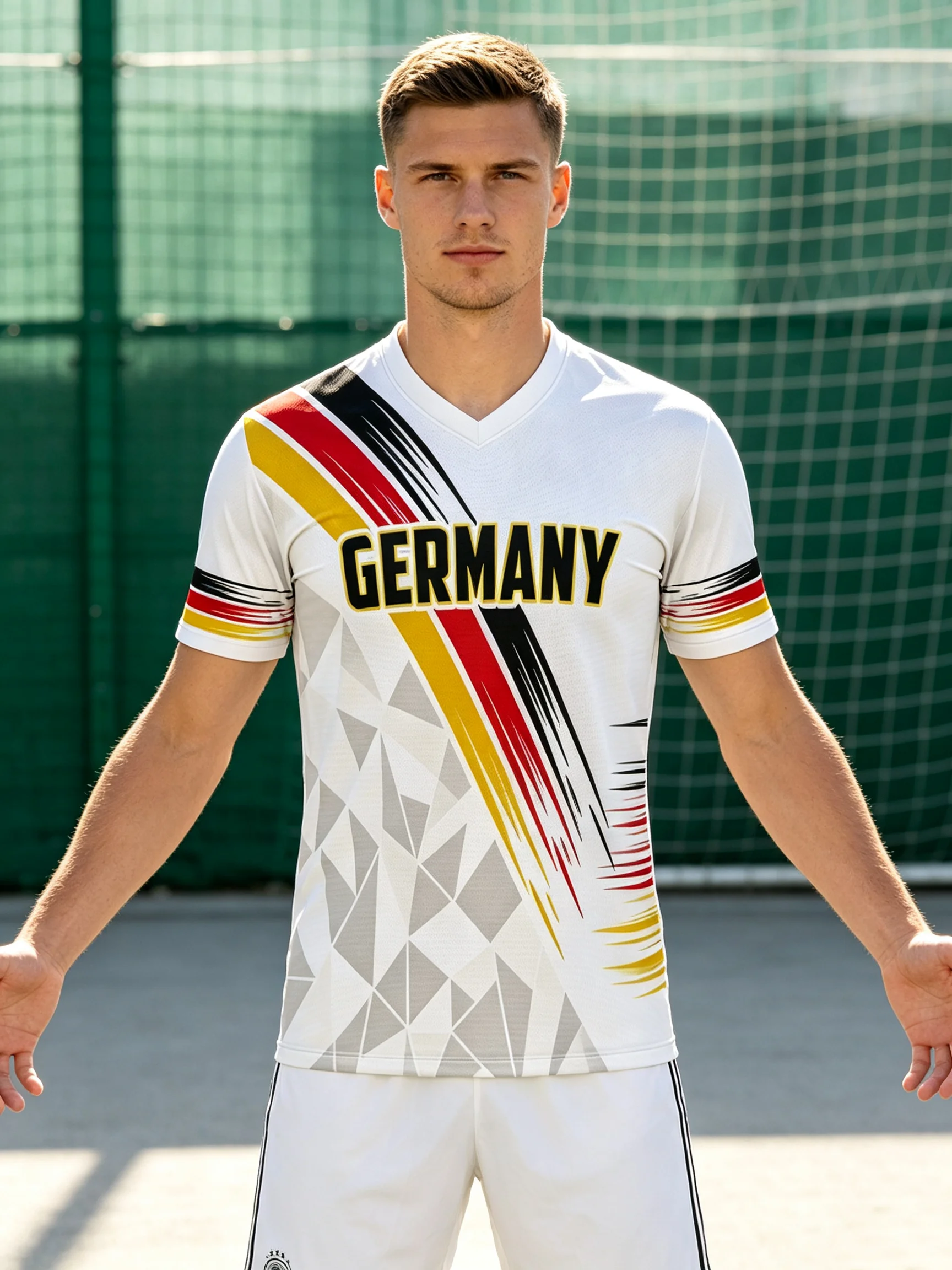 Hard‑wearing Germany national team jersey, athletic cut and six optional collar‑type choices
