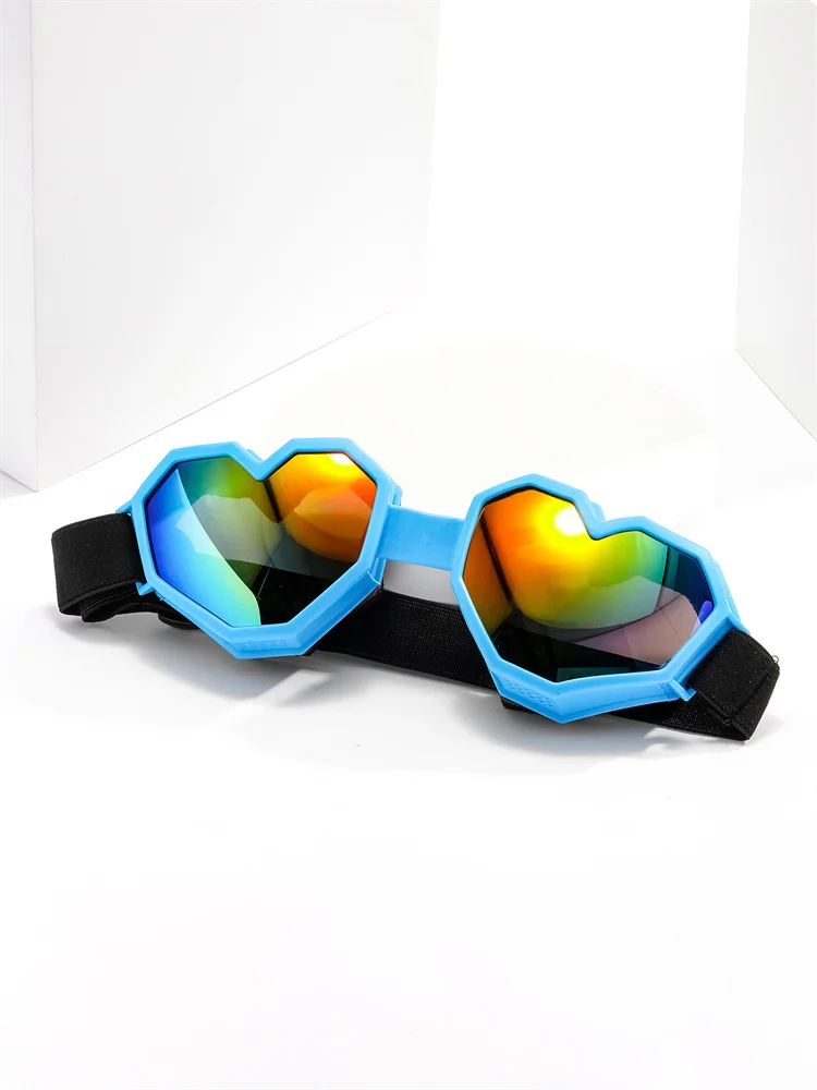 Paire de lunettes de soleil PC en forme d\'amour, résistantes au vent et aux ultraviolets, lunettes de ski Love