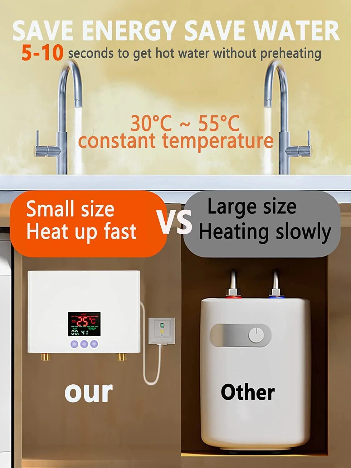 Factory Price Wall Mounted Electric Instant  Shower Heater Water Constant Temperature Hot Water Heater With Remote Control