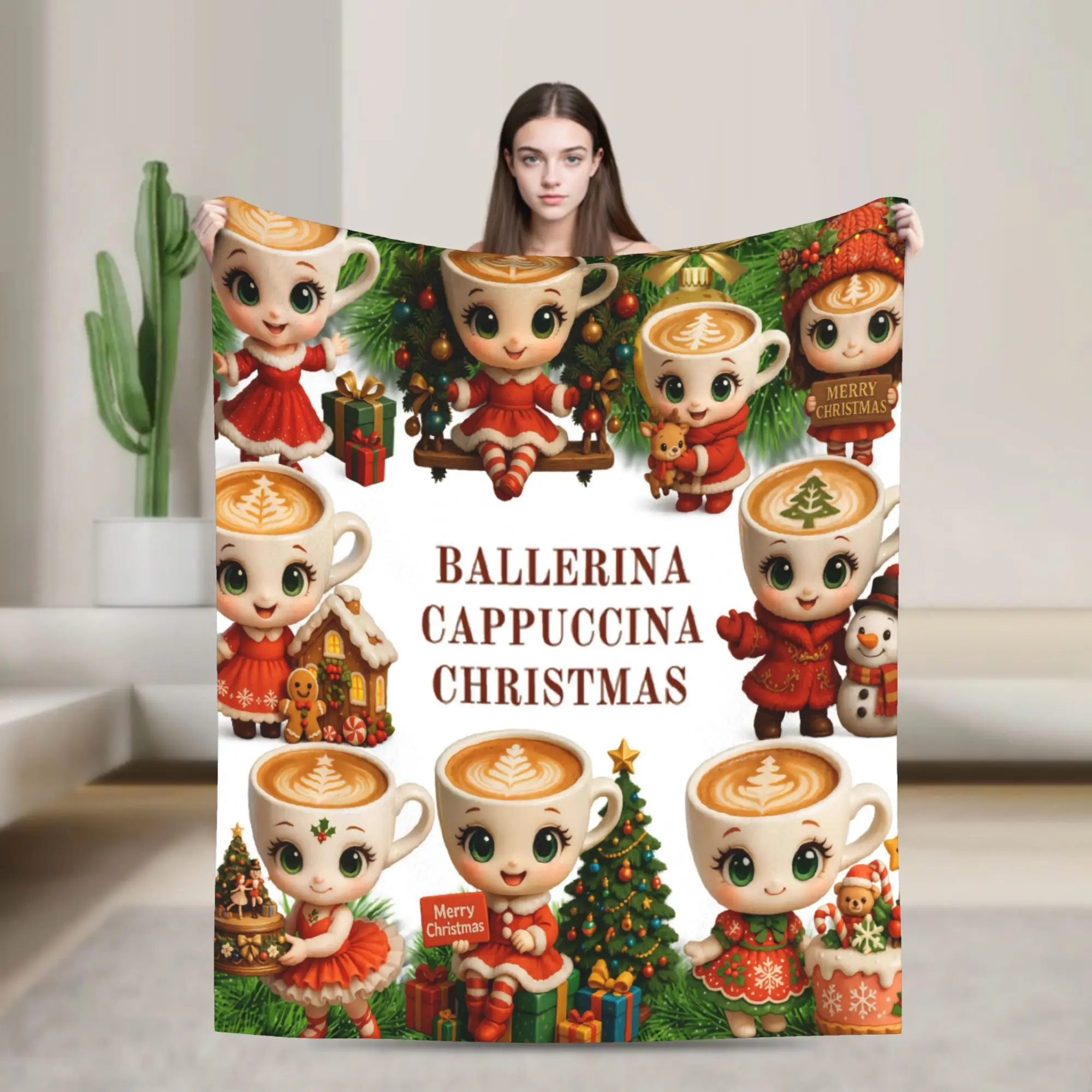 

Warm BlanketKids Adult Airplane Travel Ballerina Cappuccina Christmas Italian Brainrot Throw Blanket Bedspread For Bed Cover