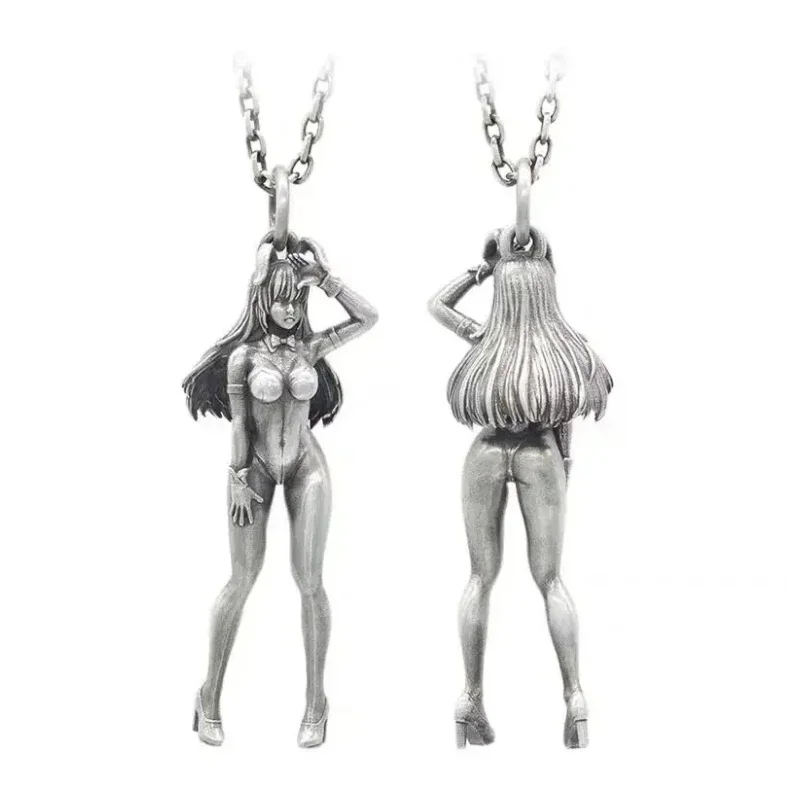 New Fashion Anime Peripheral Pendant Necklace Sexy Cartoon Beauty Shape Silver Color Metal Pendant Necklace Jewelry