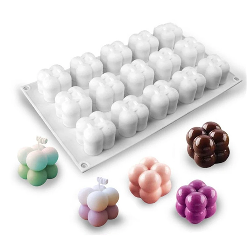 12/15Pcs Small Bubble Silicone Candle Molds Handmade Spherical Dessert Cake Baking Chocolate Making DIY Soap Plaster Resin Mold