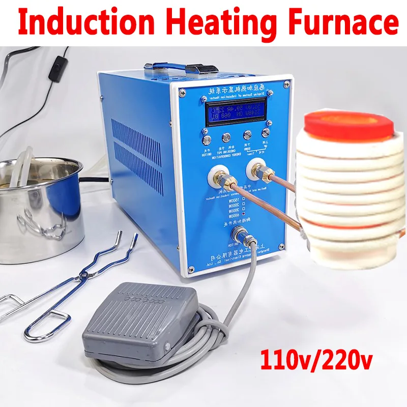 Calentador de inducción, máquina de calentamiento por inducción, 1,5 kW, 2,5 kW, horno de fundición de Metal, soldadura de alta frecuencia, equipo de enfriamiento de Metal