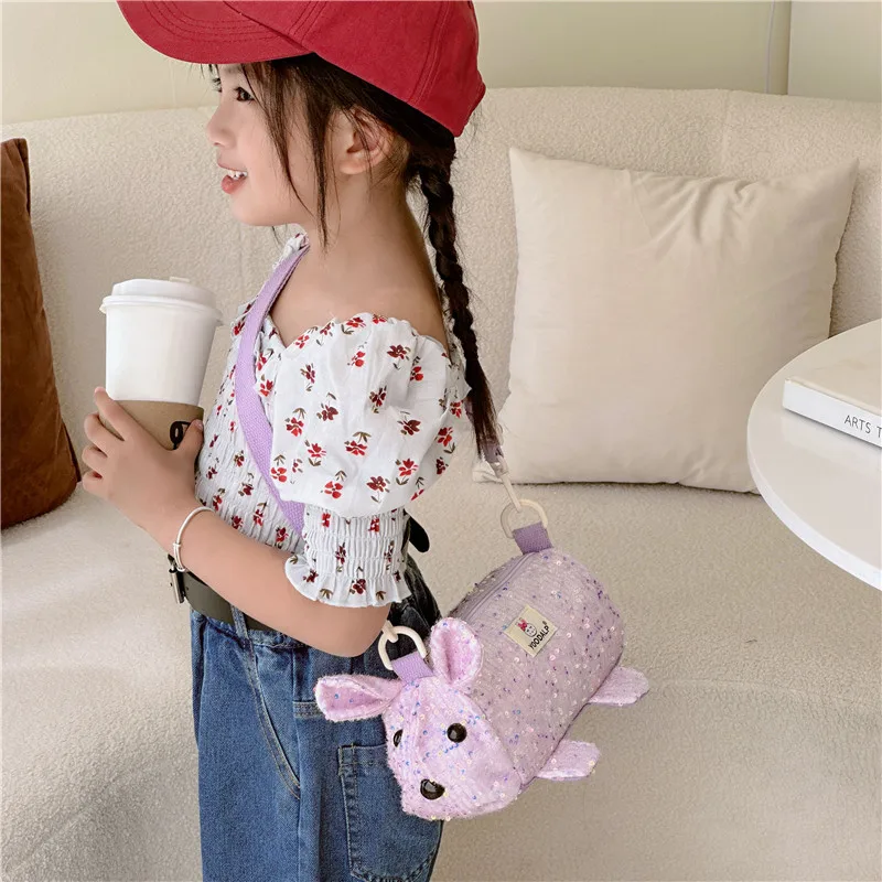 Korean Version Of The Children's Bag Cartoon Cute Bunny Sequins Girls Crossbody Bag Children Out Of The Storage Coin Purse