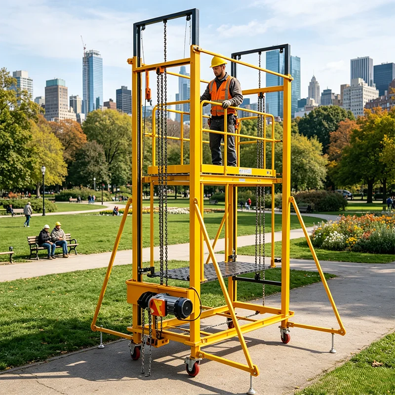 New Fold Adjustable Portable Electric Scaffold 6m Lift Platform Safety Elevator Automatic Remote Control