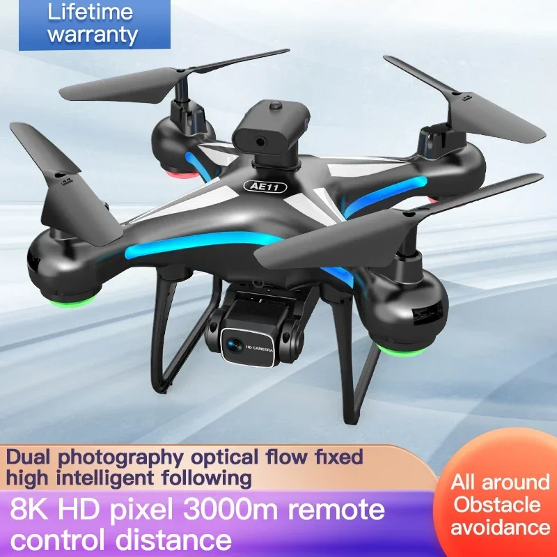 

New AE11 Mini Drone 8K HD Dual Camera Drones FPV WiFi Electrically Adjustable Laser Obstacle Avoidance Optical Flow Dron Toys