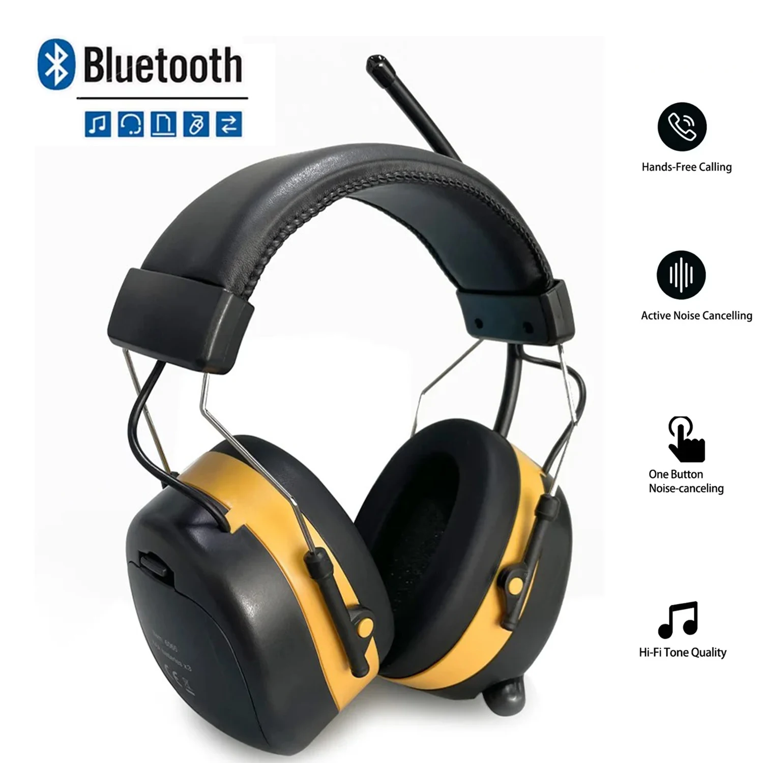 

NEW Upgraded Bluetooth 5.3 Hearing Protection Earmuffs - 25dB NRR Rechargeable FM Radio for Mowing Workshops