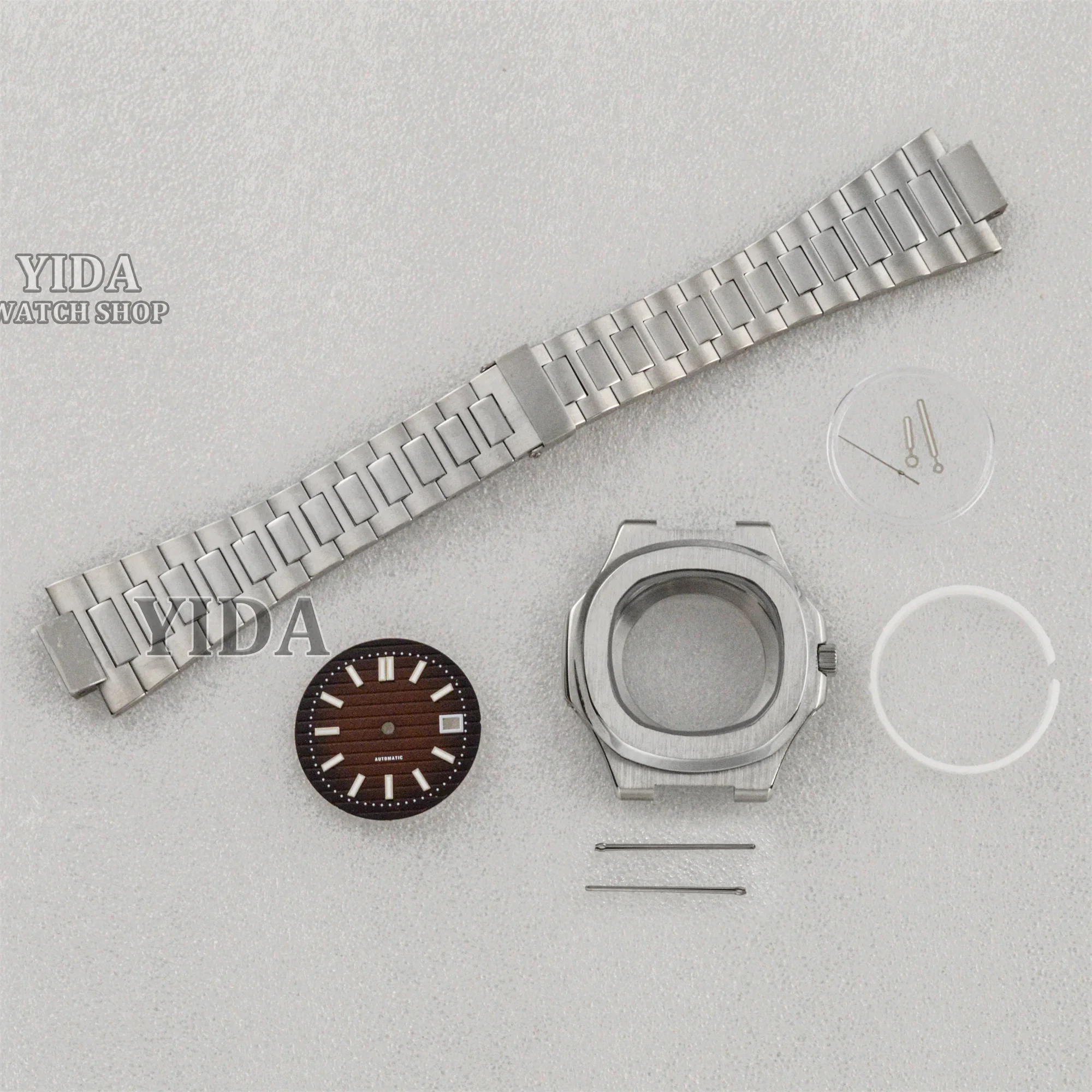 

41MM NH35 Case 316L Stainless Steel Case Band Green Luminous 30.5mm Dial Hands For NH35 Automatic Movement Nautilus Replacements
