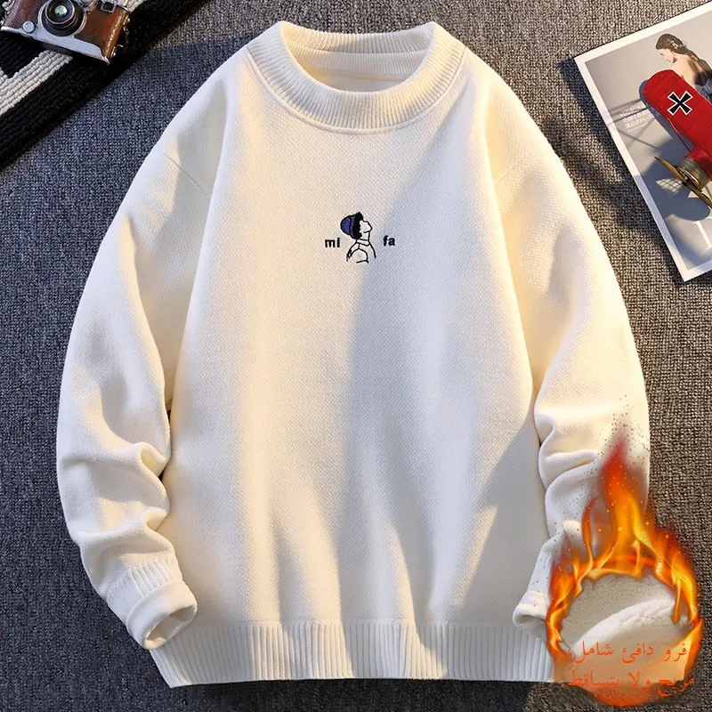 

Men's Thiened Fce Knitwear Casual Versatile Warm Winter Sweater f High Collar Long Sve Color Polyester Nylon