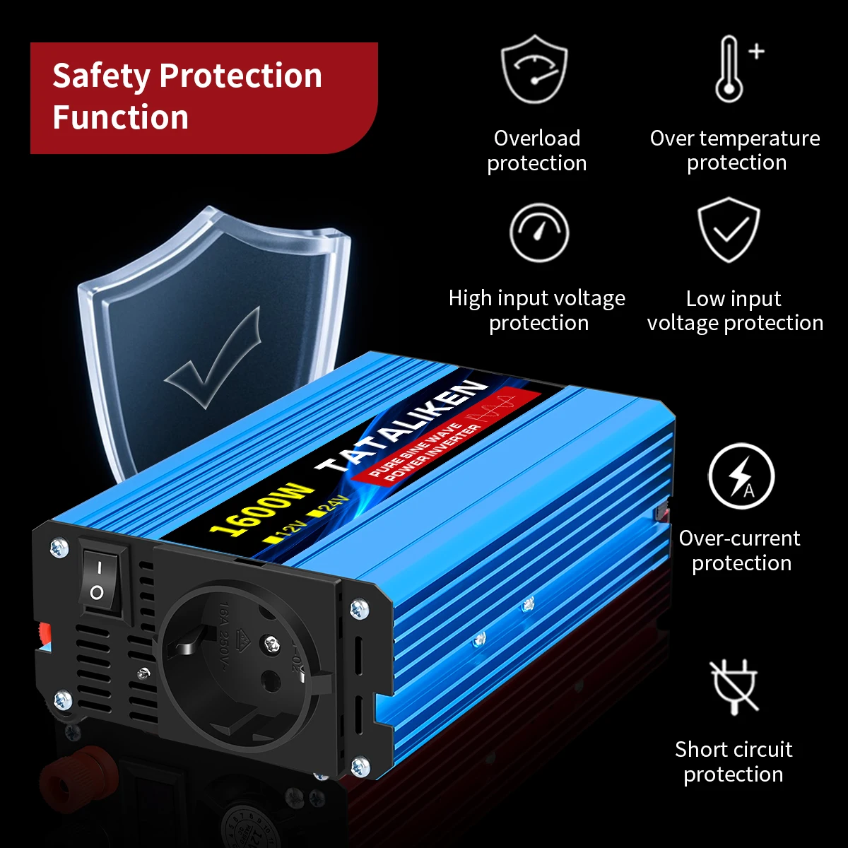 Pure Sine Wave Inverter 1000W-4000W DC 12V and 24V to AC 220V 50hz ...