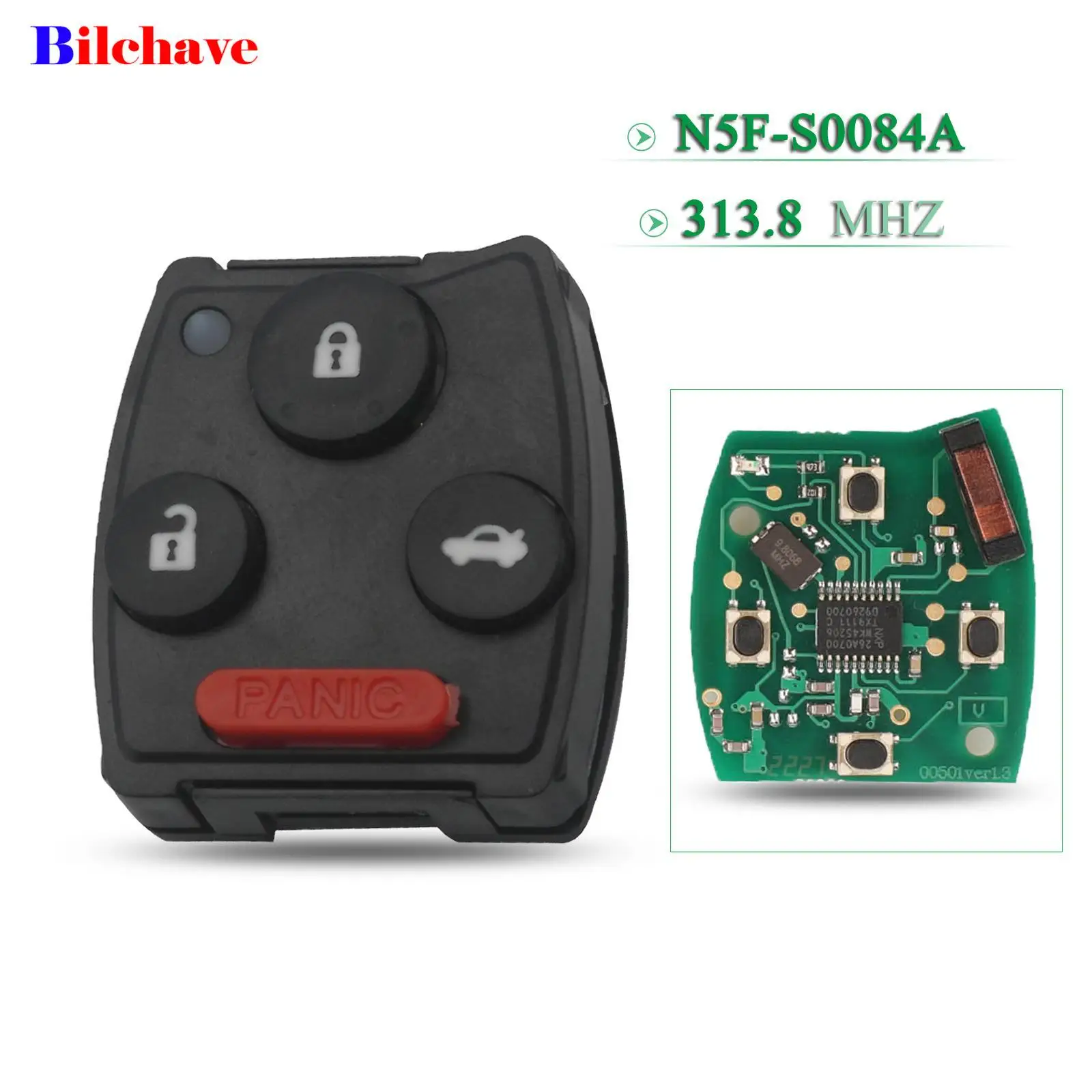 Bilchave For Honda Accord Civic CRV Odysser Pilot 2007-2013 Remote Key Circuit Board 313.8Mhz ID46 Chip N5F-S0084-A / N5F-S0084A