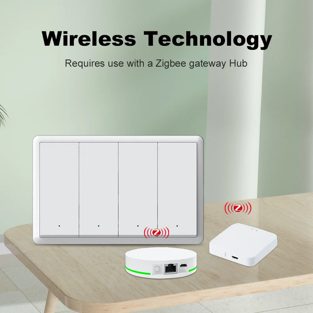 Manhot Tuya Smart zigbee Switch لا يتطلب سلكًا محايدًا ولا يوجد مكثف على زر الجدار مفاتيح الإضاءة تعمل مع Alexa Google Home