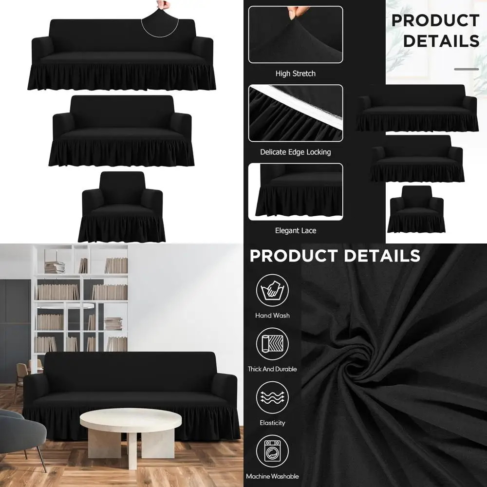 

Прочный эластичный набор чехлов для дивана для подушек дивана, моющиеся чехлы для мебели с юбкой, высококачественная защита дивана