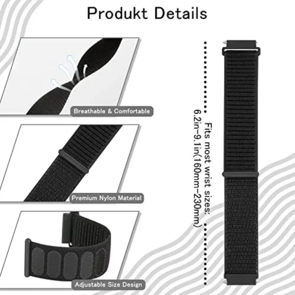 18mm 20mm 22mm Nylon Strap for Huawei Watch GT4 46mm 41mm/GT2 3 Pro Bracelet for Samsung Watch 3/4/5/6/Classic/Amazfit GTR/GTS 4