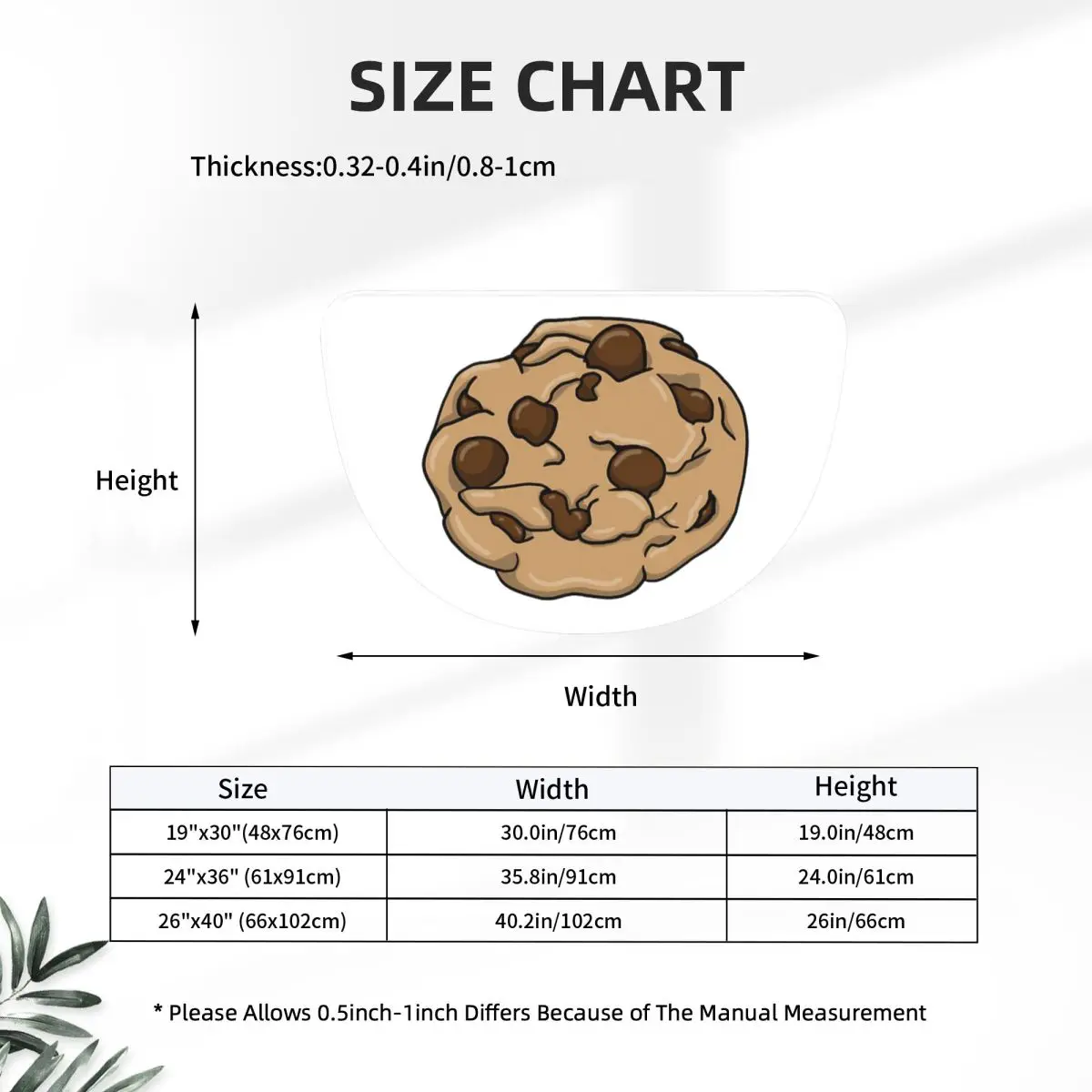 Chocolate Chip Cookie Soft Flannel Half Round Doormat Non Slip Bathroom Mat Absorbent Floor Carpet for Laundry Room Bathroom