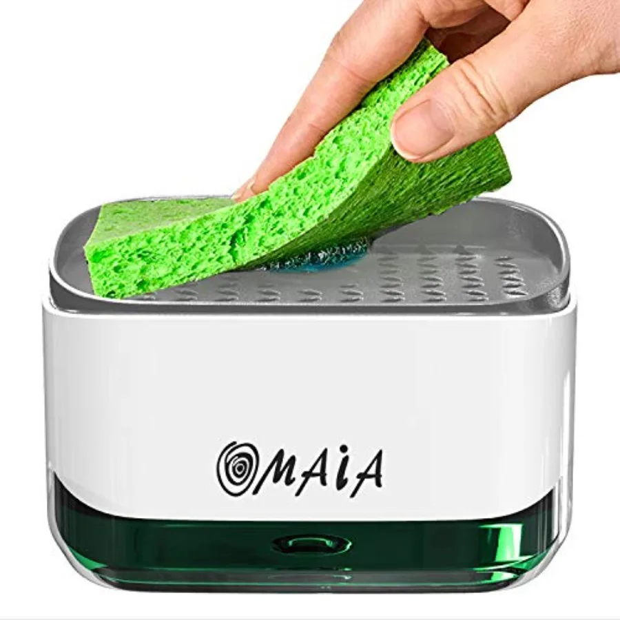 

2in1 Dish Soap Dispenser with Sponge Holder Smart Kitchen Gadget Sink Countertop Organizer