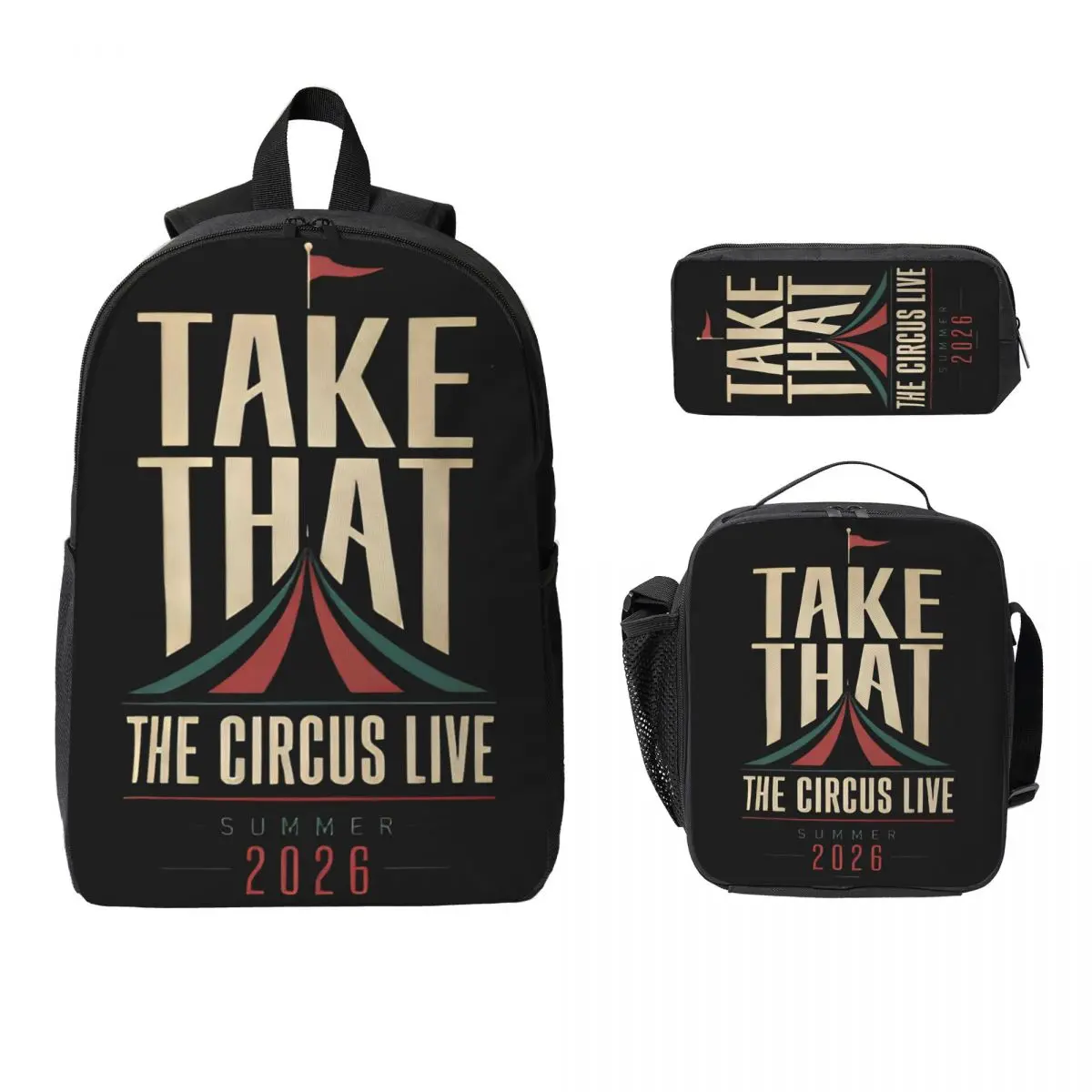 Take That The Circus Live Tour 2026 Backpack Set for Boy Girl Pen Bags Bookbag Sets with Lunch Box For School Students Daypack