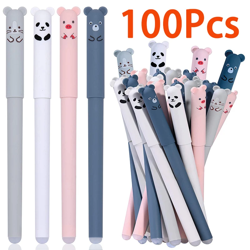 

100Pcs Cute Cartoon Animal Ball Gel Ink Pen Can Be Filled Pen, Suitable For Adults To Write Children's Calligraphy Notes