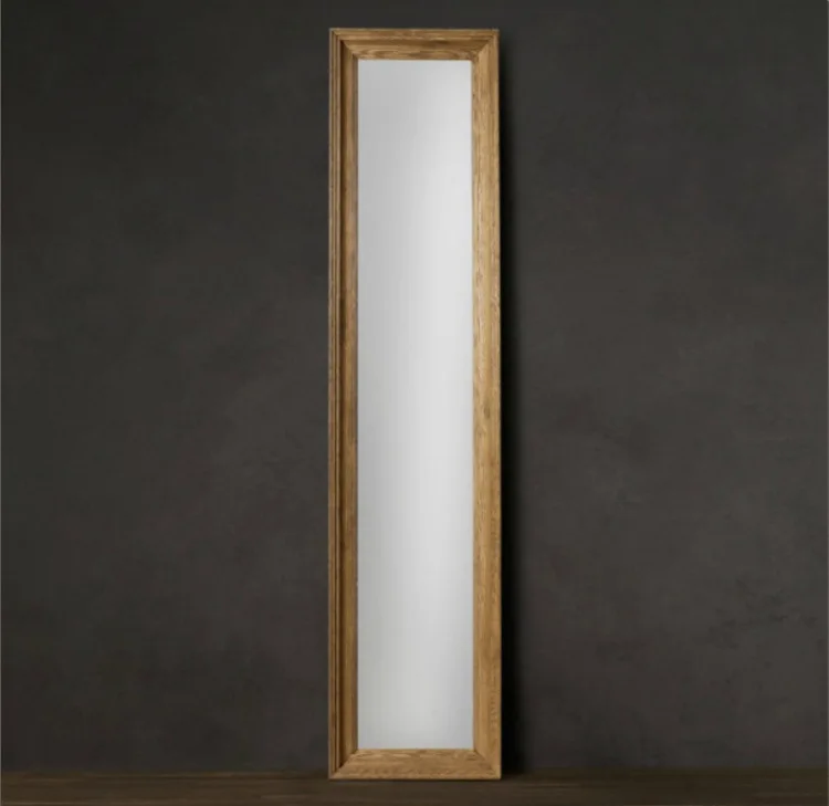 furniture solid wood square full body floor mirror American RH fashion dress mirror American rural retro fitting mirror