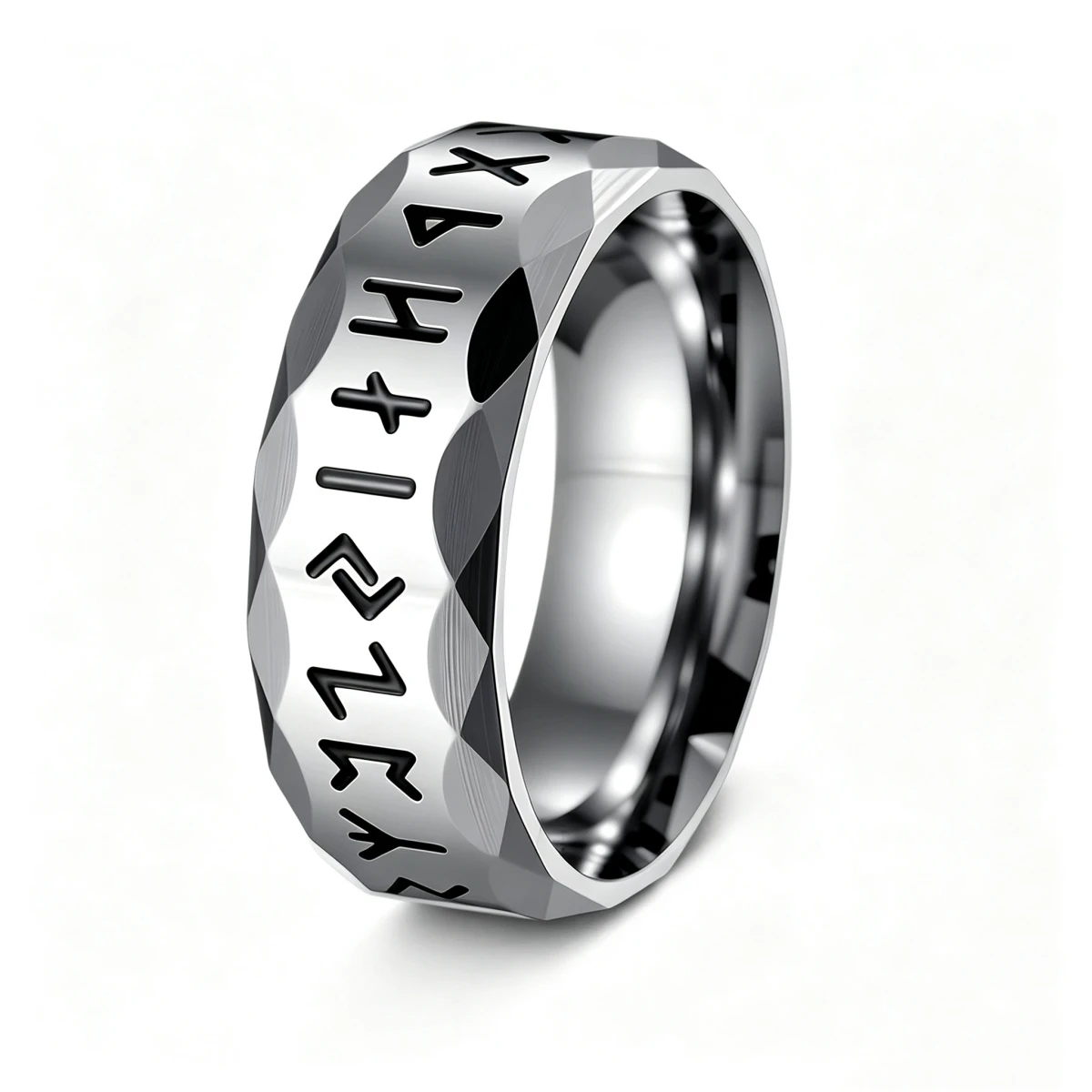 HNSP Viking Rune Ring For Men 316L Stainless Steel Finger Waterproof Jewelry Gift