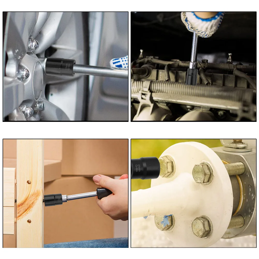 11PCS Socket Lug Nut Extractor and Bolt Removal Set with Spiral Design and 3/8 inch and 1/2 inch Drive Adapter for Power Tools