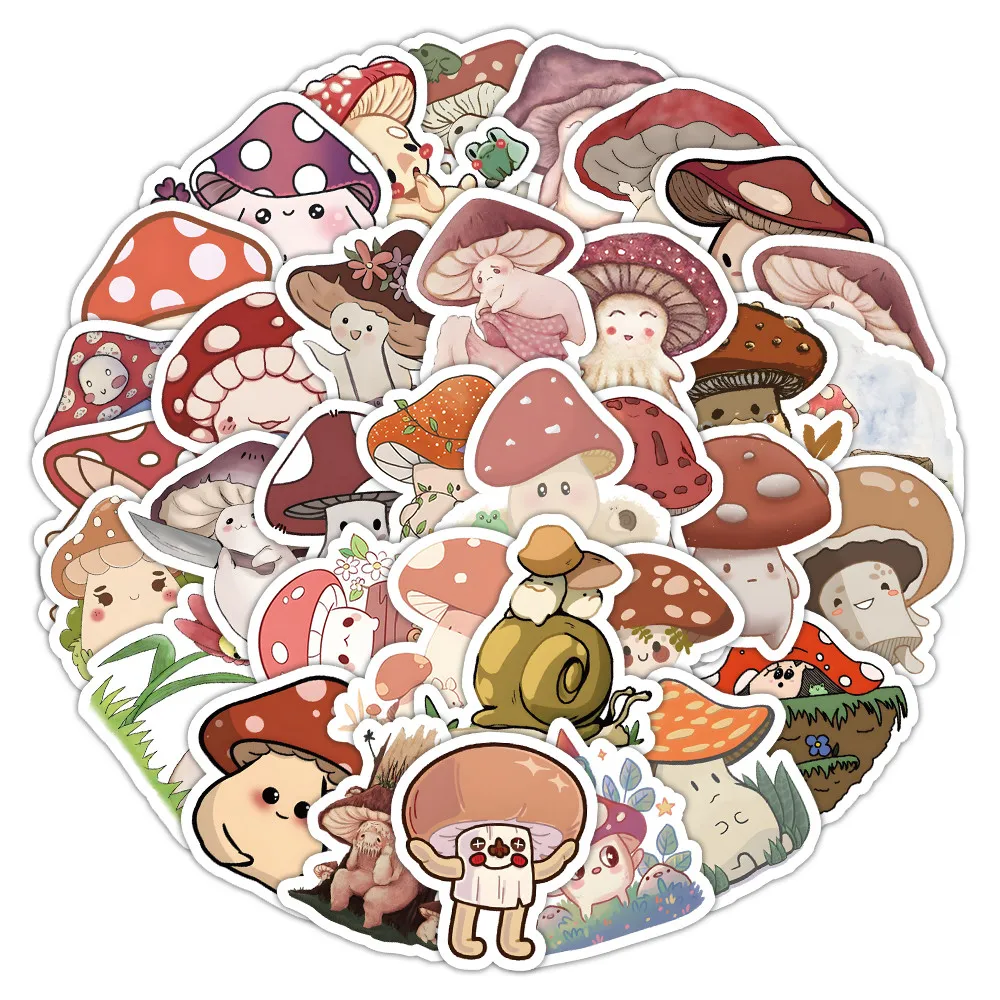 60-Piece Adorable Mushroom Friends Stickers Style A - Decorative Decals for Notebooks, Phone Cases Giajar Sticker Store