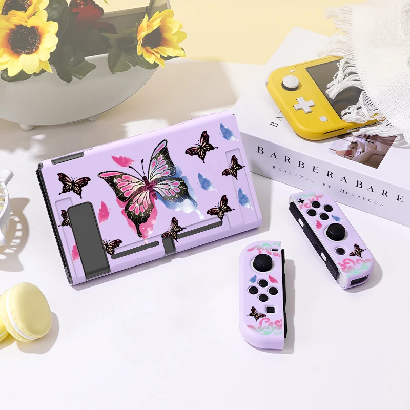 Butterfly Changing Color Protective Case for Switch Oled, Soft TPU Slim Cover for Nintendo Switch Console,NS Game Accessorie