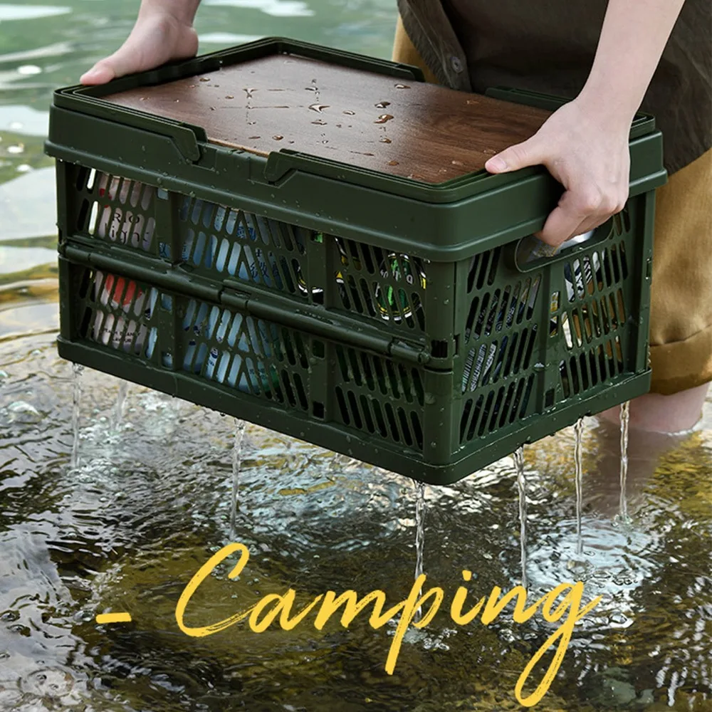 

Large Capacity Camping Picnic Basket Foldable Durable Camping Storage Basket Multifunction Portable Handheld Camping Basket
