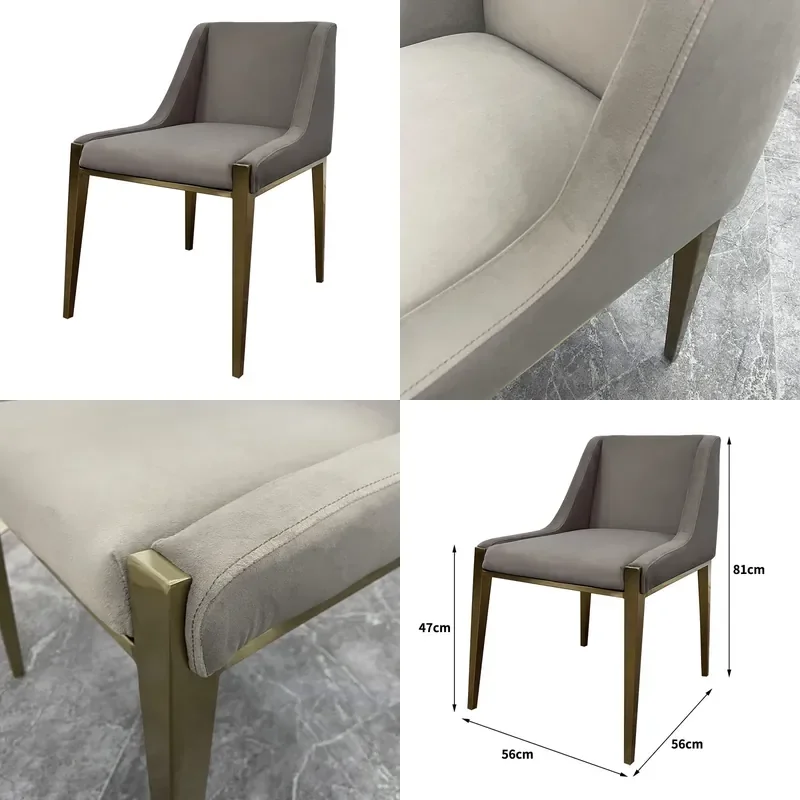 Custom Dining Chair for Home Restaurant Hotel Use with Stainless Steel Frame Dark Gray Backrest Casual Negotiation Makeup