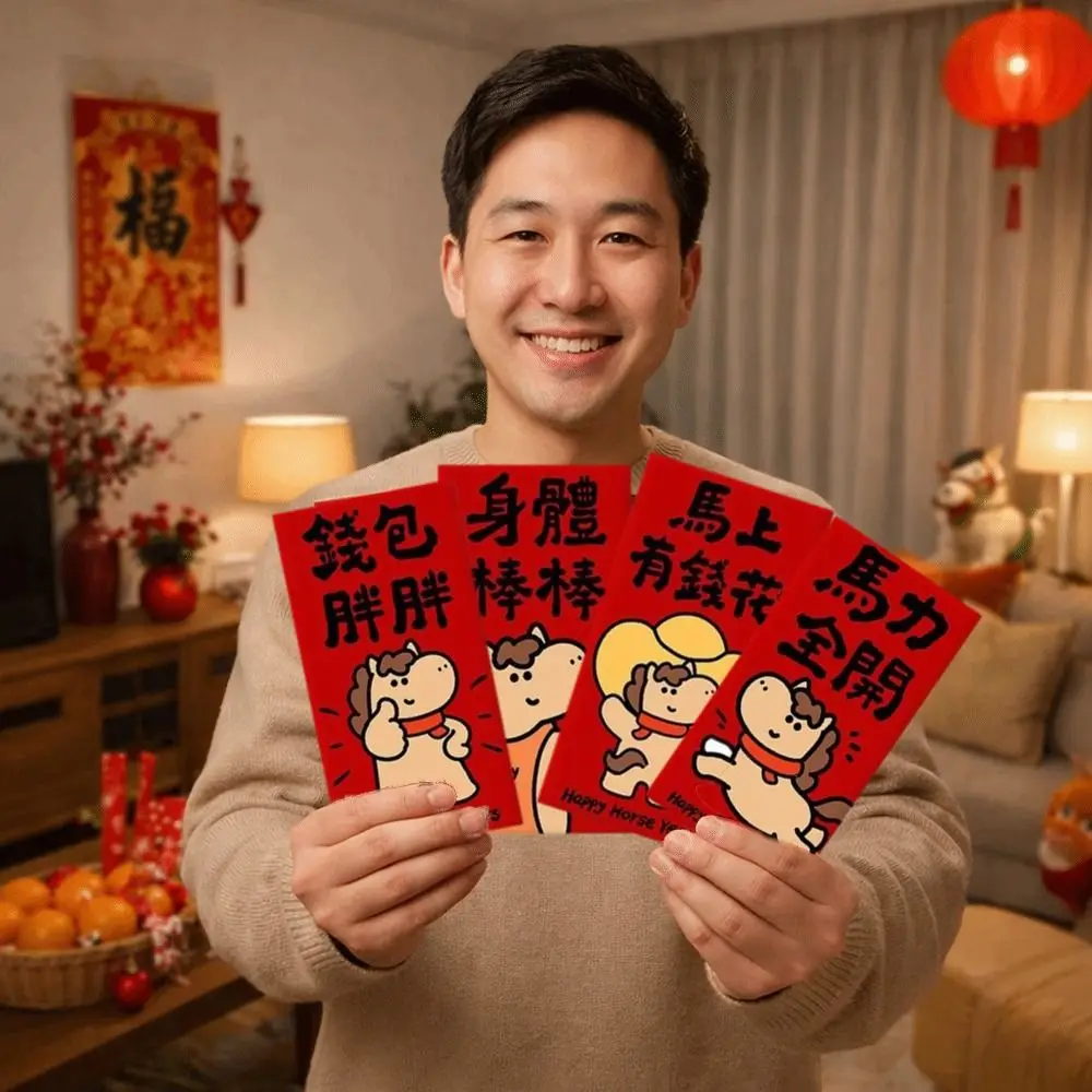 

30 pieces Chinese Style 2026 Horse Year Red Envelope Traditional Large Capacity New Year Money Envelope Bless Words Cute