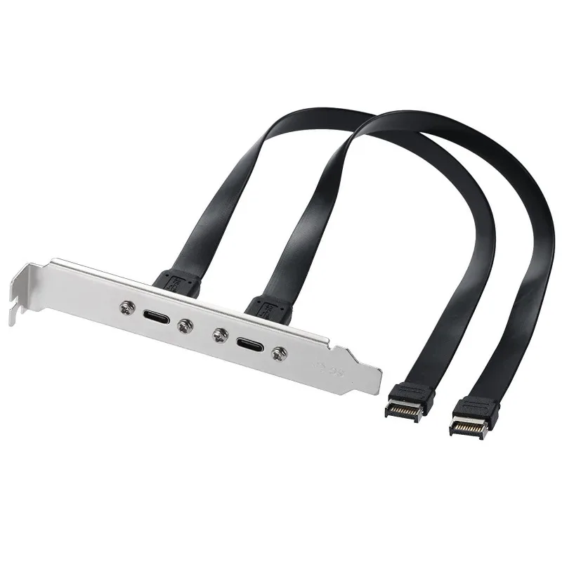 Dual Type-E (A-Key) to Dual Type-C PCI Slot Bracket Cable 20Gbps 10Gbps Front Panel Adapter 0.3M 0.5M