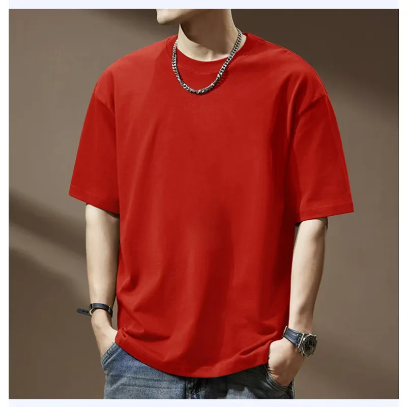 تي شيرت جديد من القطن الخالص بأكمام قصيرة من Marvel للرجال برقبة دائرية فضفاضة غير رسمية بلون سادة ومتعددة الاستخدامات وقميص رياضي بسيط #4