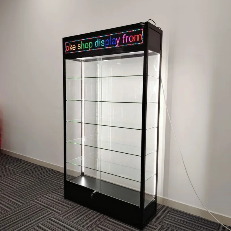 custom.Smoke Shop Glass Display Cabinet with Display Screen and Led Lighting Full Show Lockable Retail Shop Counter