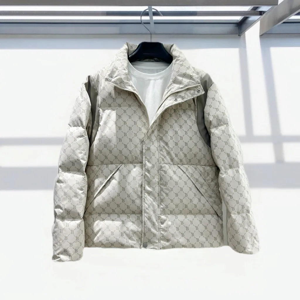 

Модная повседневная куртка-пуховик с буквенным принтом и воротником-стойкой для пар, молодежная, в стиле кэжуал