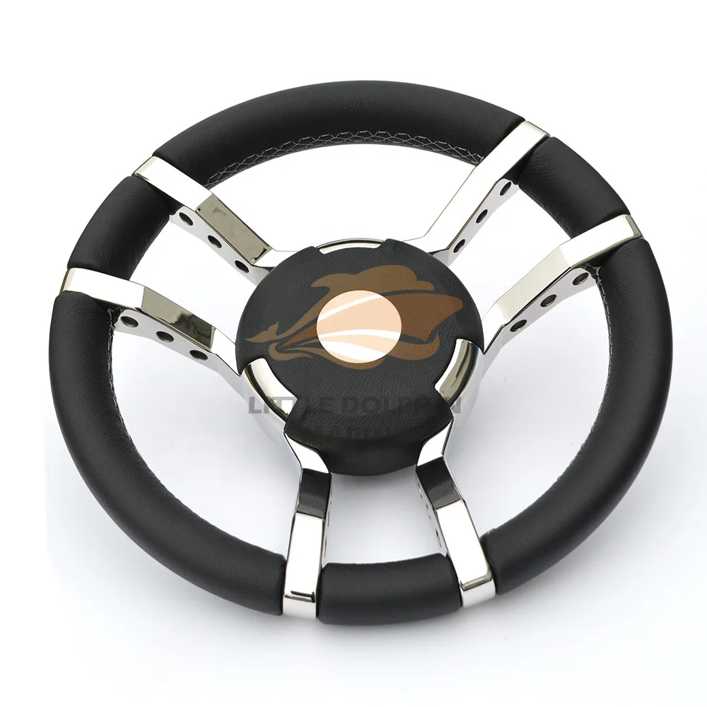 Ship Steering Wheel Yacht Leather Steering Rudder Stainless Steel Leather Steering Wheel Creative Shape