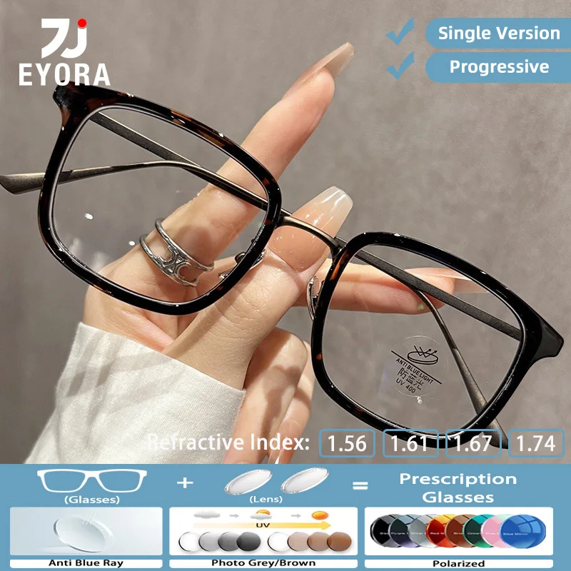 

EYORA Casual Style Square Reading Glasses for Women Myopia and Hyperopia Anti Blue Light Progressive Photochromic Glasses Lenses