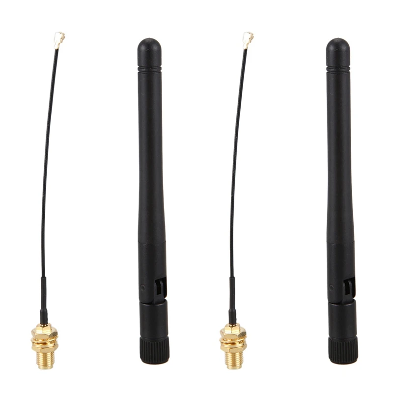 2X 900-1800MHZ Antenna 3Dbi GSM RP-SMA Plug Rubber Waterproof Lorawan Antenna + IPX To SMA Small Cable Extension