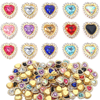 20pcs Love Heart Acrylic Rhinestones With Gold Claw Sew On Beads Metal Base Buckle For DIY Clothing Hair Accessories Decorative