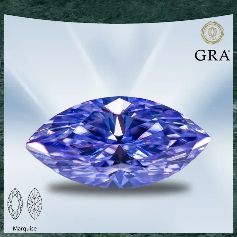 

Moissanite Stone Marquise Cut Lavender Color VVS1 with GRA Certificate for Gemstone Charms Top Jewelry Making Materials