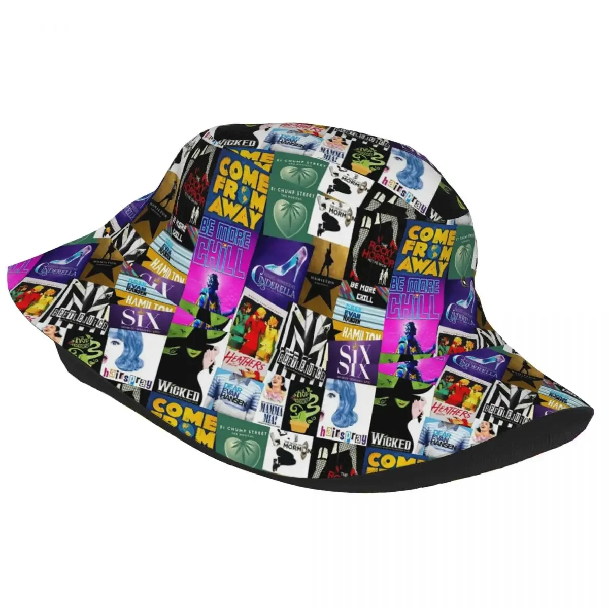 Unique Famous Music Musicals Collage Logo Bucket Hat For Unisex Packable Bob Hat Summer Beach Hatwear