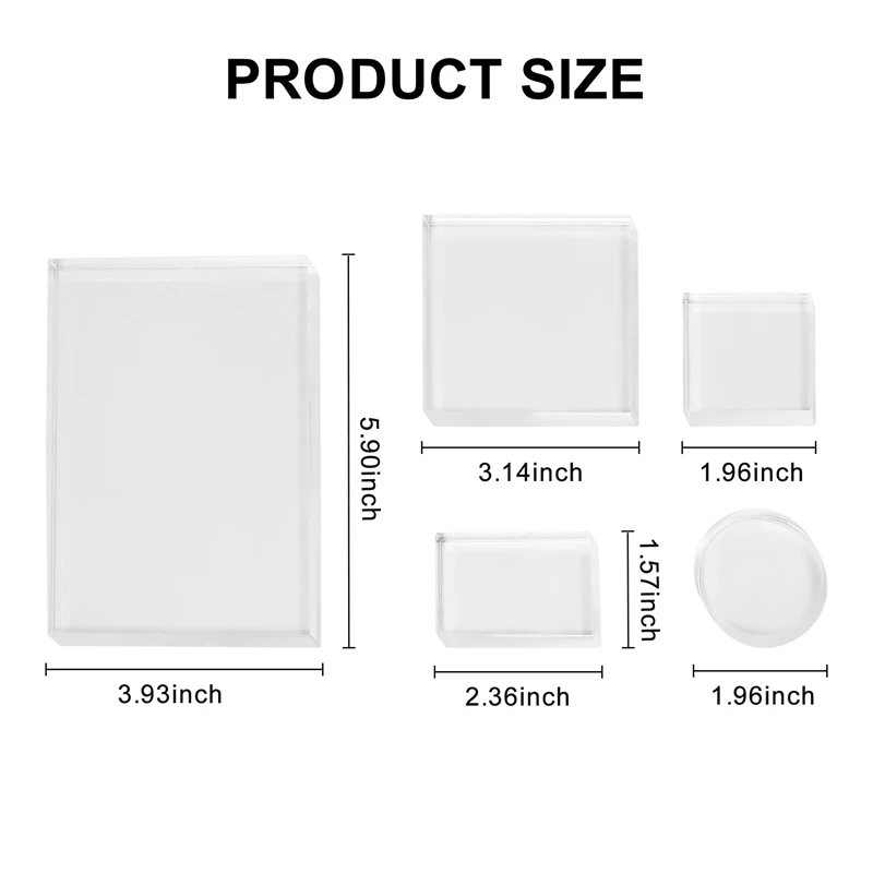 5Pc Clear Stamp Acrylic Block Set For Transparent Acrylic Stamp Pad DIY Scrapbooking Clear Acrylic Display Riser Stands