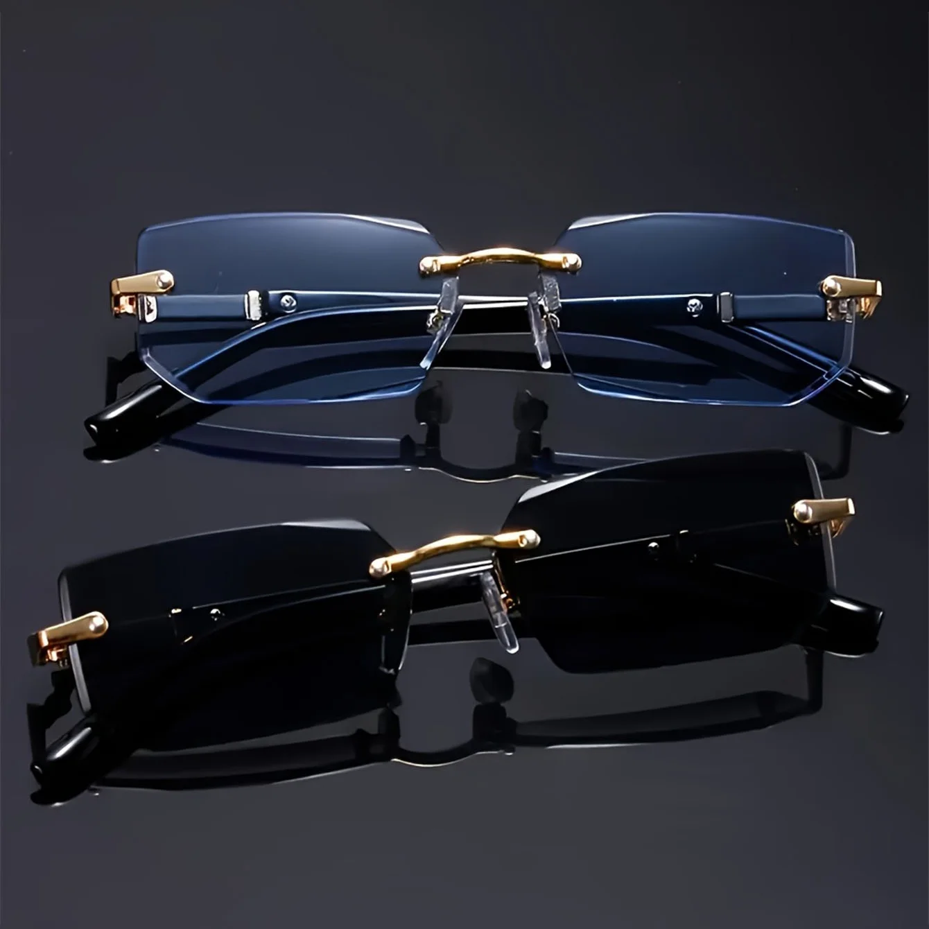 موضة بدون شفة النظارات الشمسية الرجال النساء Populare بدون إطار نظارات شمسية الذكور الإناث الكلاسيكية الصغيرة مربع الصيف السفر ظلال