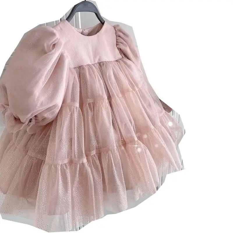 2023 Baby Girls Ball Gown Tutu Dress Elegant Girl Kids Sequins Mesh Birthday Party Dresses Children Vestidos Clothes