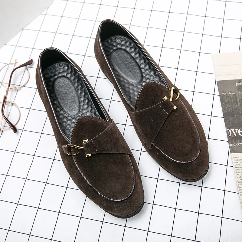 

Suede Leather Men's Casual Shoes New Trend Loafers Spring Summer Slip on Flats Handmade Man Moccasins Comfortable Bean Footwear